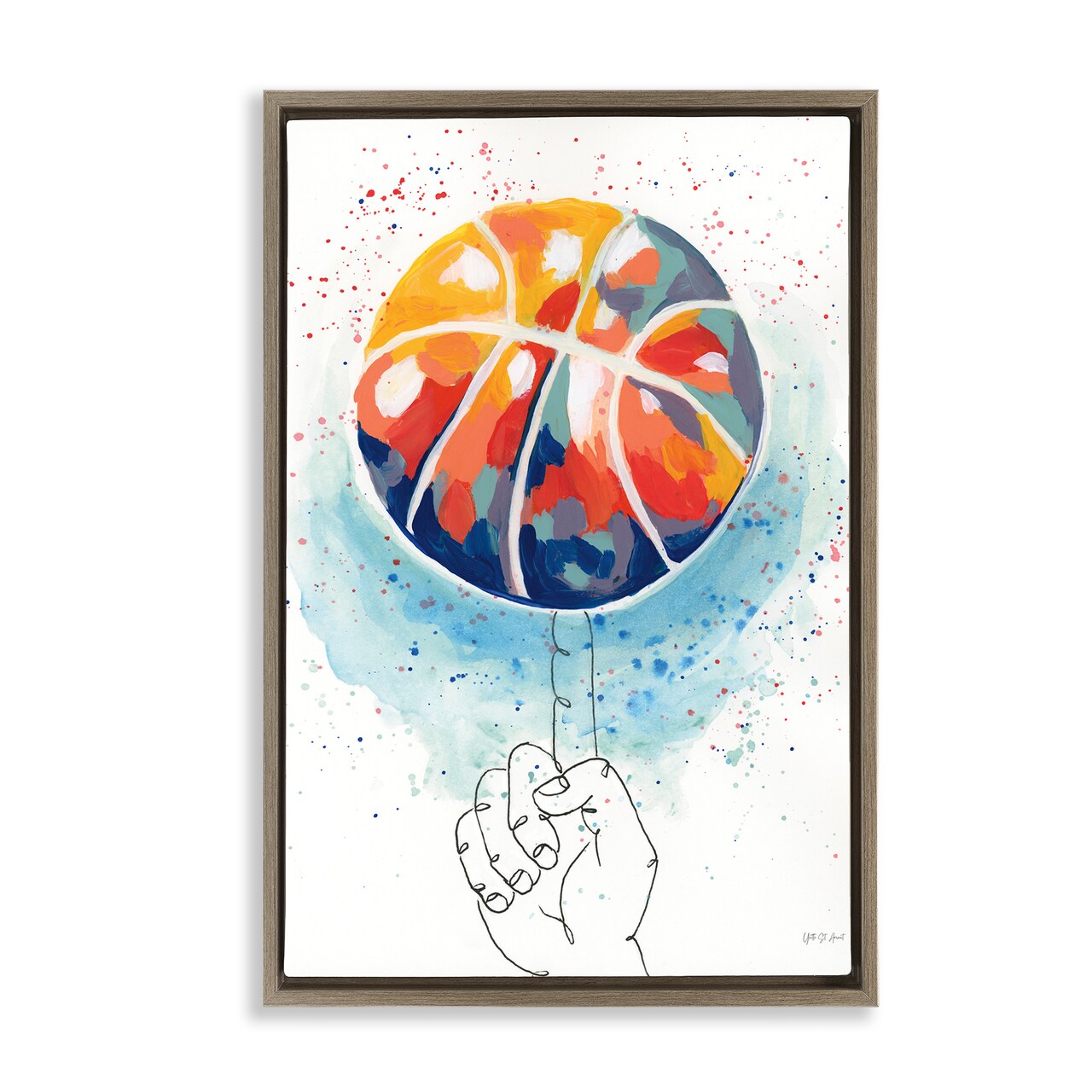 Stupell Industries Abstract Basketball Trick Floater Framed Canvas Wall Art Design by Yvette St. Amant